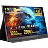 Yodoit Monitor portatile 16 4K 3840 x 2400 UHD 1200 Nits schermo con Smart Cover, display IPS con tipo C, Mini-HDMI, altoparlanti integrati, compatibile con PC, laptop, MacBook, PS3/4/5