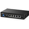 Binardat Switch gestito PoE a 6 porte 2,5G PoE, slot 10G SFP+, IEEE802.3af/at 100W, supporta Trunk/LACP/VLAN/QOS/Extender/Watchdog, switch di rete multi-gigabit desktop/montaggio a parete