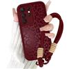 Coalbooliy Cover con Cordino per Samsung Galaxy S22 Ultra 5G 6,8'', Silicone Custodia Aesthetic Leopardo Rosso Automne Mädchen Modello Disegni Collana Universale Fotocamera Protettiva Case, 02