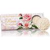 Saponificio Artigianale Fiorentino Sapone alla Rosa rotondo scolpito con fiori 3 x 125 gr