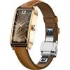 findtime Fitness Tracker da donna, sottile, elegante, Luxus Schwarz Gold Classic, Smartwatch da donna per attività sportive con pedometro rettangolare, marrone
