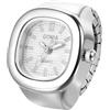 Oidea Orologio da dito per donne e uomini: semplice quadrante quadrato analogico al quarzo orologio ad anello con cinturino elastico in acciaio inossidabile