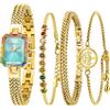 BERNY Orologio d'oro da donna Petite Bracelet Watch Cassa con pietre colorate 3ATM impermeabile Orologi da donna minimalisti e set di bracciali