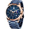 BENYAR BY Orologio da uomo quarzo analogico Cronografi Orologi uomo Regali | Cinturino in acciaio inossidabile/pelle Data Impermeabile Luminoscente Business/Casual/Sportivo