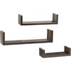 BAKAJI Set 3 Mensole da Parete Moderne Design con Bordi Laterali Mensola Scaffale 1 Ripiano in Legno MDF Varie Dimensioni (Wenghè)