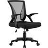 Yaheetech Sedia da Ufficio Scrivania Ergonomica con Braccioli Ribaltabili Lombare in Rete Traspirante Reclinabile Altezza Regolabile Girevole a Ruote Portata 136 kg Nero