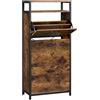 VASAGLE Scarpiera, Portascarpe Alto con 3 Scomparti a Ribalta, Organizzatore per 12-18 Paia di Scarpe, Antipolvere, 30 x 60 x 130 cm, per Ingresso, Marrone Vintage e Nero LBS101B01
