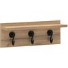 Schildmeyer Tonder 160659 - Mensola con ganci appendiabiti in legno di quercia, 40,2 x 14,1 x 15,7 cm, colore: Nero opaco