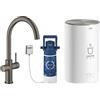 Grohe Red rubinetto da cucina, con sistema per acqua calda e di filtraggio, orientabile, 30083AL1, Red hard graphite spazzolato [Rubinetteria da Cucina > Rubinetti da Cucina con Trattamento dell'Acqua]