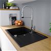 evineo line 500 lavello da cucina con ripiano laterale La: 78 P: 50 mm, reversibile, LID100SBL, line 500 nero opaco [Lavelli da Cucina > per Base Sottolavello a partire da 50 cm]