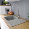 evineo line 500 lavello da cucina con ripiano laterale La: 78 P: 50 mm, reversibile, LID100SGR, line 500 grigio [Lavelli da Cucina > per Base Sottolavello a partire da 50 cm]