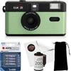 Clikoze Kit di base per fotocamera a mezza cornice, 35 mm, con pellicola Kodak Ultramax da 36 Exp, custodia, 4 batterie AAA e panno per lenti, colore: verde salvia