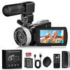 ZIMOCE Videocamera 4K 48MP con Visione Notturna IR, Zoom Digitale 18X 3.0'' Rotazione 270° Touchscreen Vlogging Camera per YouTube, Camcorder con Telecomando, Microfono, Scheda TF da 32 GB, 2 Batterie