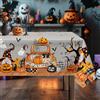 Arquiel Tovaglia Halloween Gnomo Ghost Camion Zucca Pipistrello Grigio Rettangolare Di Tovaglie Impermeabile, Copritavolo Stampato Lavabile Tessuto Per Ristorante Decorazione (140×180 Cm)