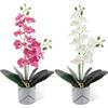LEIMEND 2 Pezzi Orchidea Finta Realistica Viola e Bianco Orchidee Finte Realistiche Orchidee Artificiali Fiori Artificiali Per Tavoli da Interno Scrivanie e Decorazioni Nuziali
