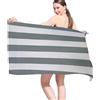 Vorvowry Telo Mare Grande Microfibra Uomo Donna Leggero Asciugatura Rapida Asciugamano Mare Telo Spiaggia Antisabbia con Borsa in Rete 80×180cm Strisce Grigie