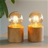 JHY DESIGN Set di 2 lampade da tavolo in legno alte 16,5 cm in ceramica senza fili con lampadina Edison e timer di 6 ore a batteria, ideali per il soggiorno gli interni e gli esterni