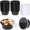 Jogoico 50 Pezzi Piccoli Contenitori con Coperchio 9oz Vasetti Plastica | Vasetti Neri Riutilizzabili con Coperchio Trasparente per Salse Condimenti Zuppe, Creme, DIY Perfetta per Viaggi