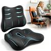 Nastopee 2 in 1Cuscino Sedia Ufficio Memory Foam Supporto Lombare e Seduta Cuscino Lombare Auto Ergonomico per Auto e Gaming, Allevia Dolore Coccige e Schiena, Fodera Lavabile e Base Antiscivolo