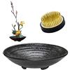 WANDIC - Set di 1 fioriere Rotonde con Rana e Vaso in Ceramica per composizioni Floreali Ikebana, Decorazione per casa, Ufficio