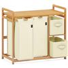 ADEL DREAM AdelDream B0FCXLP1 - Cesto portabiancheria a 4 scomparti, 140 l, con cestino, con 2 sacchetti per la biancheria e 2 scatole di stoffa con ripiano, in bambù, per la biancheria, colore: Beige