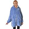 O³ Coperta con cappuccio, plaid con maniche, Coperta indossabile in pile, Felpa oversize donna, Blanket hoodie - Confortevole e morbido - Perfetto per le notti invernali sul divano (LightBlue zipper M)