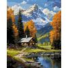 Fokenzary Pittura fai da te per numeri Paesaggio Pittura a olio su tela per adulti principianti con pennelli e colori acrilici senza cornice (40 x 50 cm)