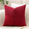 Sungeek 1 Pezzi Federe Cuscini 40x40 in Morbido Velluto a Coste, Fodere per Cuscini Decorativi con Motivo a Strisce e Patchwork Croce Copricuscini Cuscino per Divano Letto Soggiorno, Rosso Scuro