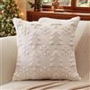Artscope 1 Pezzi Natalizio Federe in Lana Corta Velluto Copricuscini Morbido Decorativo Fodere per Cuscino Lusso Stile per Divano Camera da Letto Natale Alberi e Neve Beige 55x55 cm