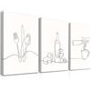 Dazzlewall Incorniciato Set di 3 Poster Linee Minimaliste Bianco e Nero per Cucina Bar Caffè 30×40 cm