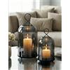 NUPTIO Portacandele A Colonna Hurricane: Portacandele In Vetro Nero Grandi Lanterne Decorative da Esterno Set da 2 Per La Casa Centrotavola Natalizio Matrimoni - Vetro Spesso