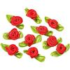 Duories 200 mini teste di fiori artificiali, fiocchi, rose con foglia, fiori per fai da te, decorazioni floreali, decorazioni per fai da te, decorazioni per scrapbooking, colore rosso