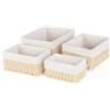 Otauoaea Set di 4 Cestini Portaoggetti in Corda di Carta, Cesto Vimini Intrecciato a Mano per Bagno, Camera dei Bambini, Cucina e Soggiorno - Ideale per Giocattoli, Cosmetici e Organizzazione(Beige)