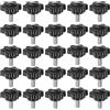 QUARKZMAN 25 Pezzi Pomelli a Stella M5 x 12mm Vite Filettata in Acciaio Inossidabile 304, 25mm Manopola Zigrinata Vite a Testa Zigrinata a 6 Stelle Plastica Impugnatura Manopola, Nero
