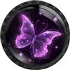 Artinhand Confezione da 4 pomelli rotondi a farfalla viola scintillante per cassetti, pomelli viola a farfalla per armadietti, maniglie per porte e armadi da cucina e bagno