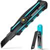 DURATECH Cutter Professionale 18mm con Blocco Rotante di Sicurezza, Lame SK5 a Spezzatura con 10 Lame di Ricambio, Taglierino per Cartone Carta e Tappeto