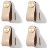 Yuaaoh Pomelli per Mobili in Pelle 4 Pezzi Pomelli Cuoio per Cassetti Maniglia per Armadio in Cuoio Maniglie per Mobili da Cucina Cuoio Maniglie con Viti, Foro Singolo (Cachi)