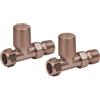 Corso Bathrooms Valvole dritte per portasciugamani in bronzo spazzolato, per termosifoni da bagno, riscaldamento centralizzato (coppia) 1/2 BSP