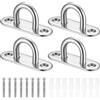 Zhujiehigh Piastra con Occhiello in Acciaio Inox, 4 Pz M6 Gancio da Muro Piastra con Placca Occhiello, Gancio Soffitto Parete con Occhielli, Gancio Muro Occhielli in Metallo, Sopporta Fino aAC 150 kg, Ovale