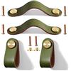 Yuaaoh Maniglie in Pelle per mobili 4 Pezzi Pomelli per Mobili di Cuoio Maniglie per Cassettiera in Pelle Maniglie per Armadio in Pelle Maniglie Cuoio 13,8CM (Verde)