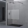 doporro Walk in Box Doccia 150x200 cm, Parete Doccia Fissa in Vetro Temperato 8 mm Anti Frantumi con Fascia Satinata, Barra Stabilizzatrice e Profilo Nero Opaco - Bremen01k