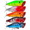 OriGlam 5 Esche da Pesca Galleggianti Topwater Popper da 9 cm, Popper Ami Tripli, Accessori da Pesca, Esche Artificiali per Luccio, Spigola, Salmone