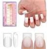 NOVO OVO Breve Sharp Square White French Tip Nail Tips Press on MILKY WHITE, unghie corte quadrate affilate, top coat colla per unghie, copertura completa per unghie fai da te x 15 misure 240 pezzi
