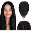 Elailite Hair Topper Donna Capelli Veri Clip Lace in #1B Nero Naturale 20cm 31g Protesi Human Hair Indiani Toupet Toupee 10cm*12cm con Silk