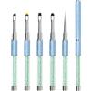 LEA-SHALL 5 Pezzi Pennelli Unghie Gel Professionali con Tappo per Nail Art Semipermanente, LEA-SHALL Pennello Ricostruzione Ombre/Liner/Piatto/Rotondo/Angolo Pennellino Set Penna Sottile Fini Blu