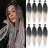 ACUTEBAO Pre-stretched Braiding Hair Professional Easy Crochet Braid Hair 26 Inch 8 Packs Hot Water Setting Soft Synthetic Braiding Hair(1B/Silver, 26 pollici)