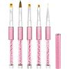 LEA-SHALL 5 Pezzi Pennelli Unghie Gel Professionali con Tappo per Nail Art Semipermanente Oro Rosa, LEA-SHALL Pennello Ricostruzione Liner/Piatto/Rotondo/Acrilico/Angolo Pennellino Set Penna Sottile Fini