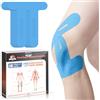 KTQUICK PreCut - Nastro kinesiotapes pretagliato, delicato sulla pelle con comfort perfetto, impermeabile ed elastico, per ginocchia, 20 strisce - blu