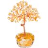AURIVEE Albero della Vita in Cristallo Giallo - Albero dei Soldi in Pietra Dorata Artigianale, Decorazione Feng Shui Ricchezza per Casa Ufficio, Regalo Spirituale