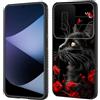 wiaekosef Custodia per Galaxy S25 Plus integrata per obiettivo della fotocamera scorrevole, resistente agli urti, custodia a doppio strato per Samsung Galaxy S25 Plus 17 cm 2025, gatto nero fiori e